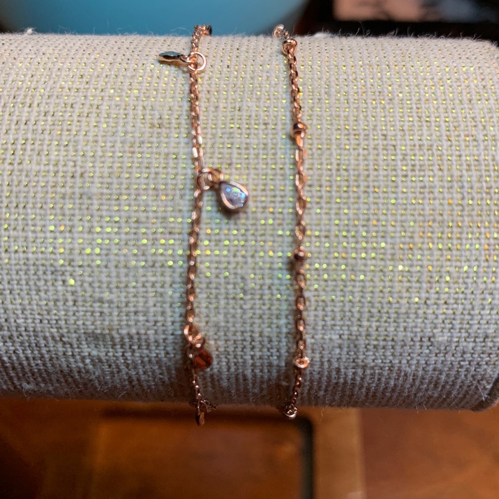 Dainty 14k gold plated 2 layering double wrap charm bracelet
